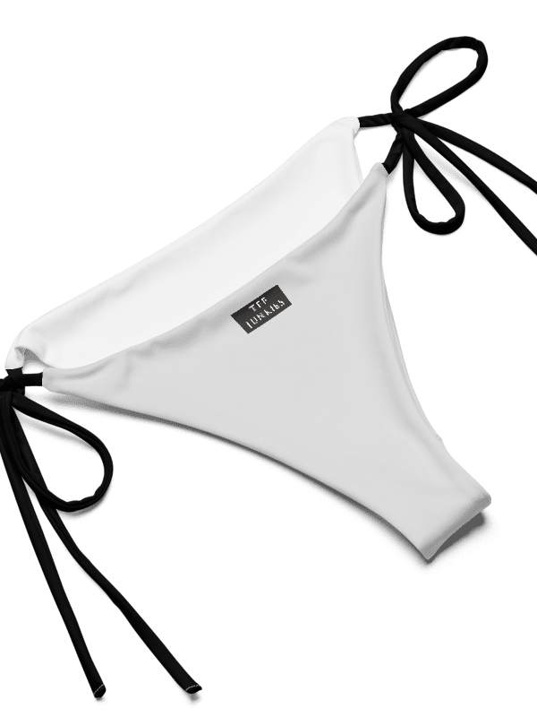 White Low Rise Cheeky String Bikini, Mardi Gras Top, White Bottoms product image (11)