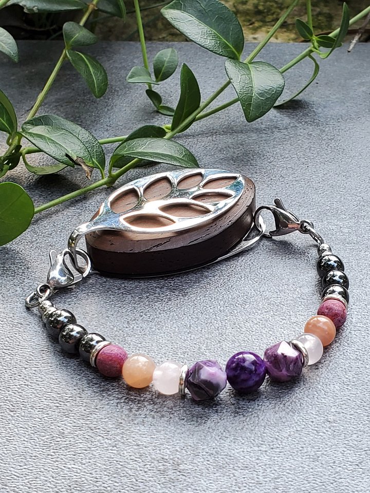 Divine Feminine Bracelet | Sugilite, Rose Quartz, Hematite | Handmade Accessory for Bellabeat Leaf Urban & Ivy product image (1)