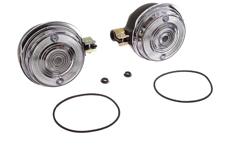NM Set: 4 Blinker rund in Schwarz mit weißem Glas product image (2)