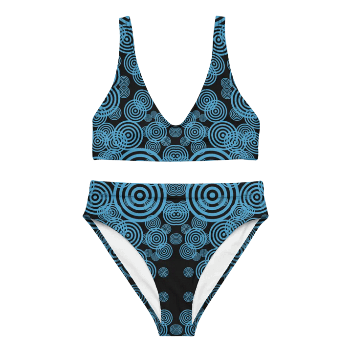 Blue circles on black - modern High Waisted Bikini product image (2)