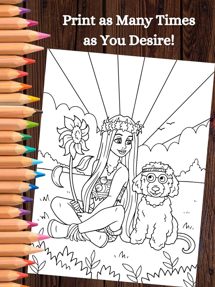Hippies Printable Adult Coloring Pages product image (4)