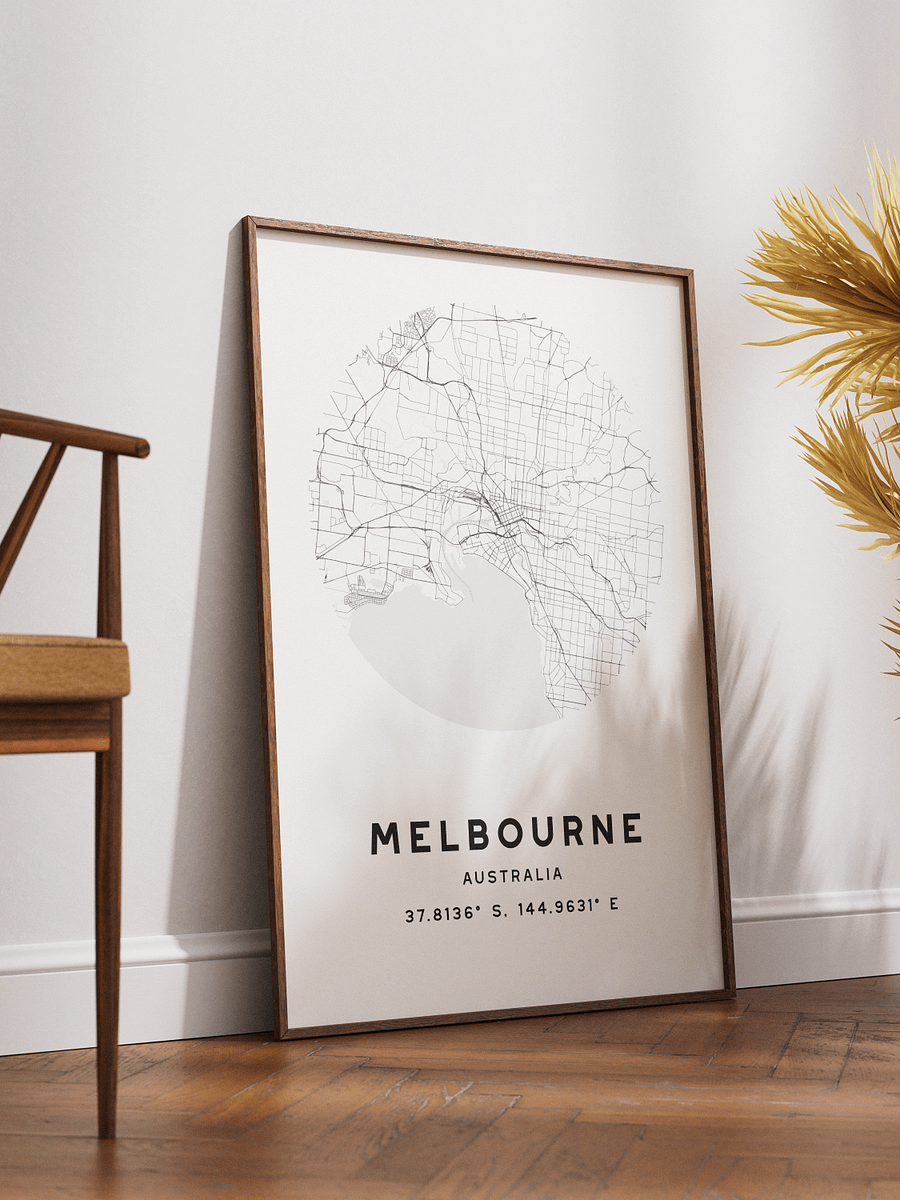 Melbourne Street Map Poster – White Minimalist Circular City Art product image (2)