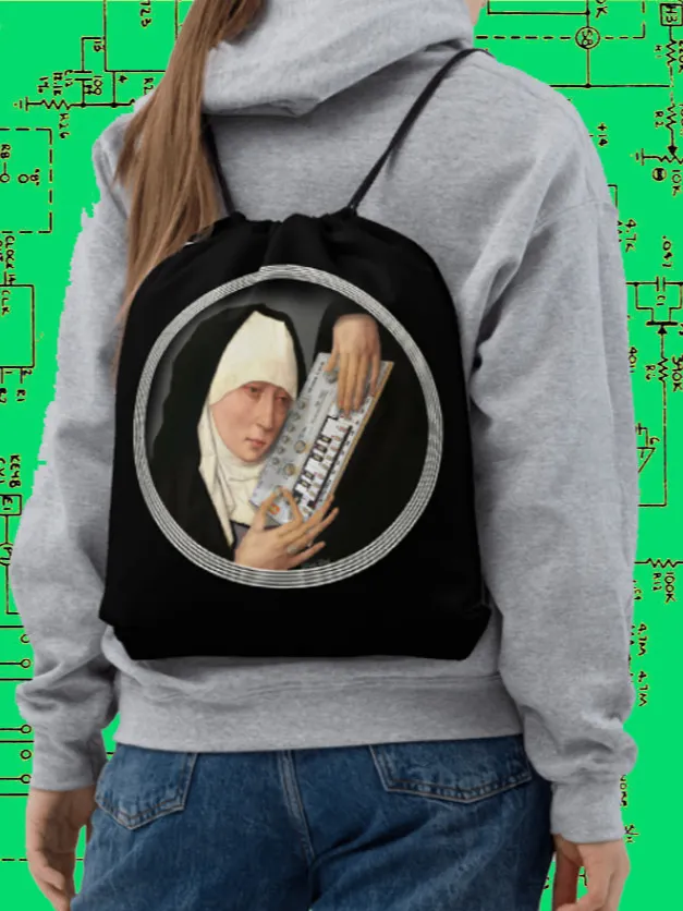 Mater Dolorosa meets Roland TB 303 by Frank Fonik EDM Techno Drawstring Bag product image (1)