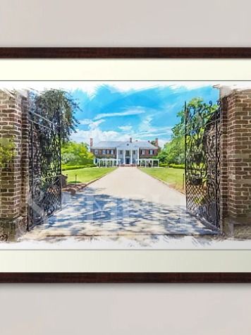 Boone Hall Plantation in Charleston, South Carolina Digital Watercolor Image Download product image (2)