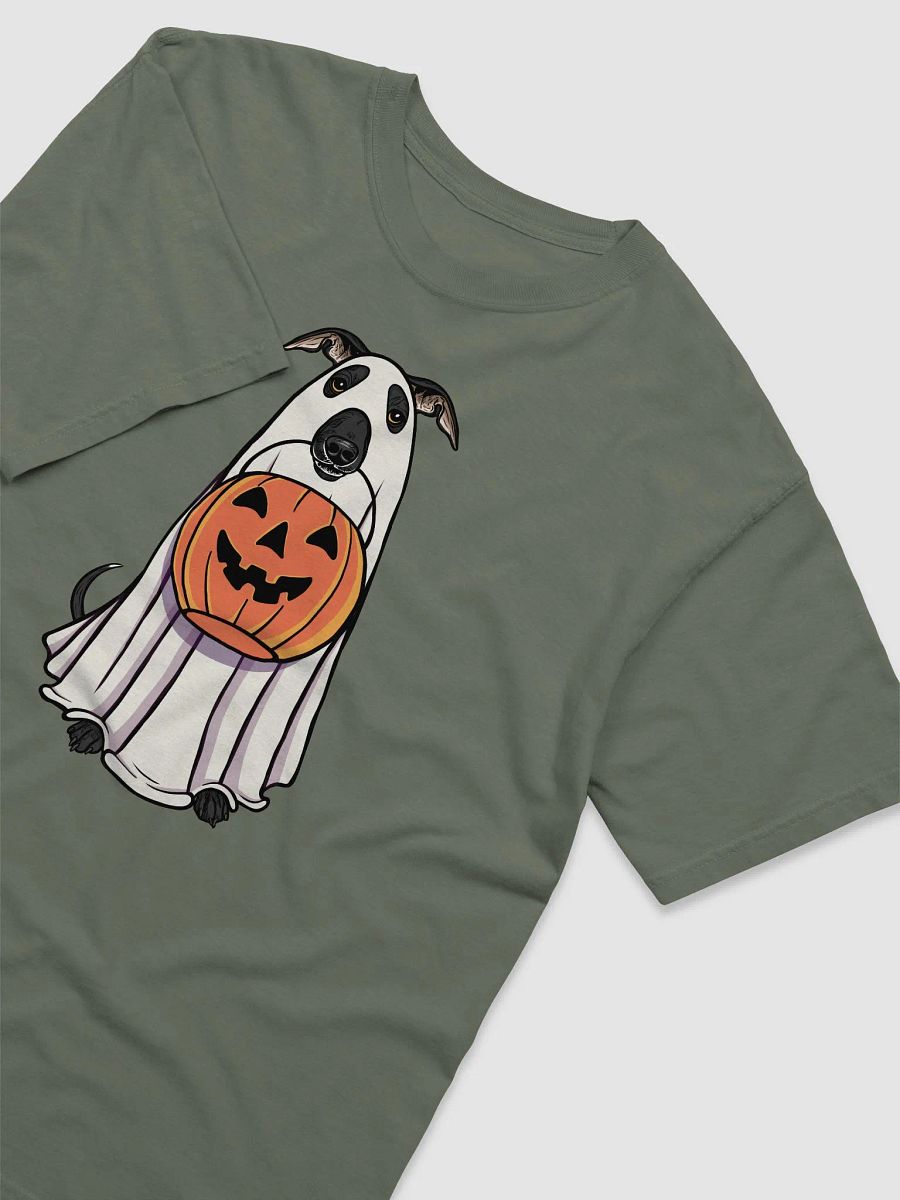 Funny Halloween Italian Greyhound(Black) T-Shirt | Funny Iggy Wearing a Ghost Costume and Holding a Pumpkin Basket product image (10)
