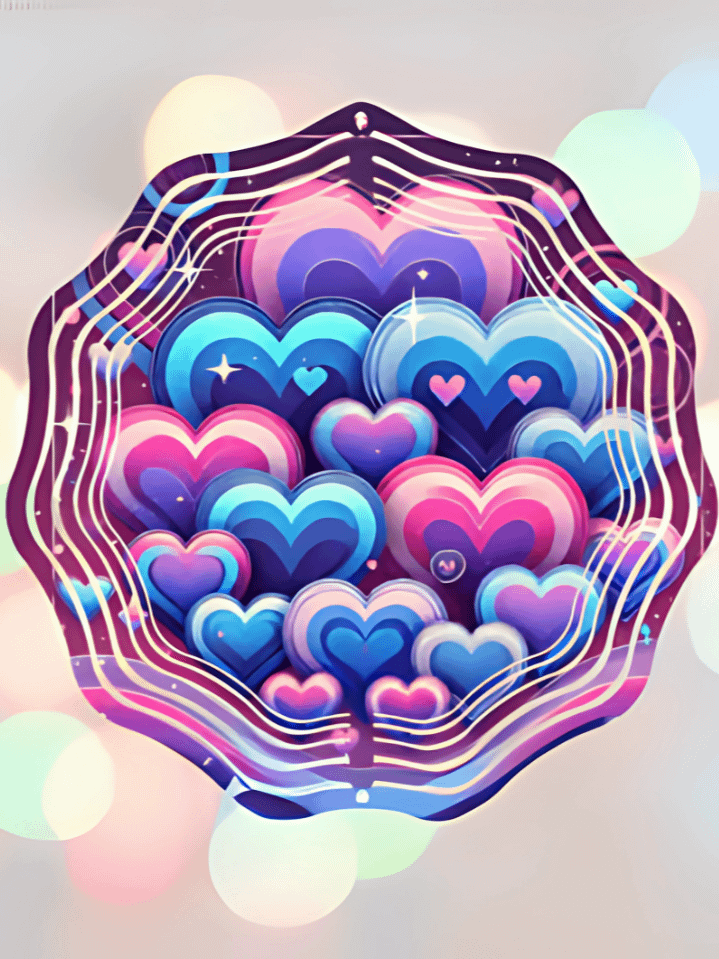 Vibrant Love Hearts Wind Spinner for Valentine’s Day – Garden Sublimation Art PNG – Instant Digital Download – High-Quality 300 DPI File product image (1)
