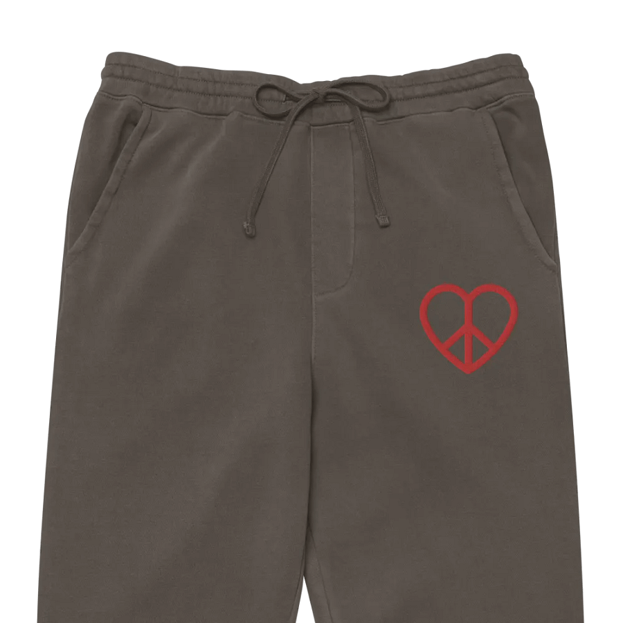 Embroidered Peace-Heart Sweatpants with Pockets (Red Heart) product image (4)