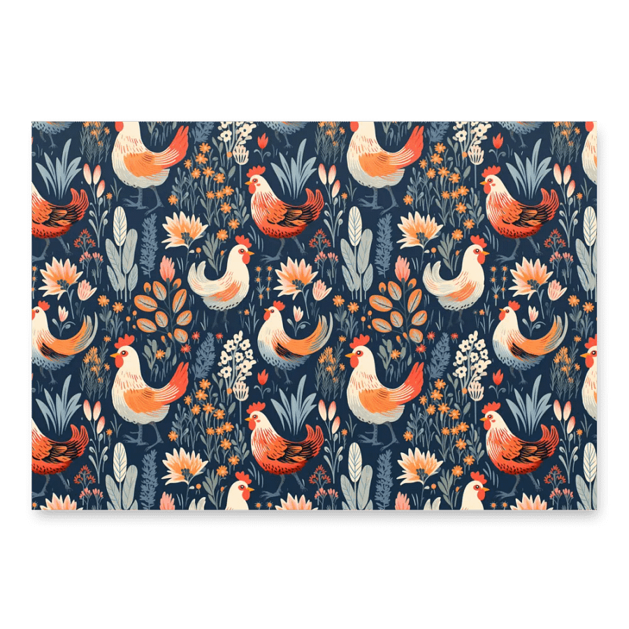 Floral Illustration Chicken Wrapping Paper Sheet SET product image (9)