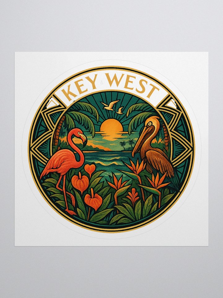 Kiss-Cut Key West Tropical Sticker with Pelican and Flamingo product image (2)