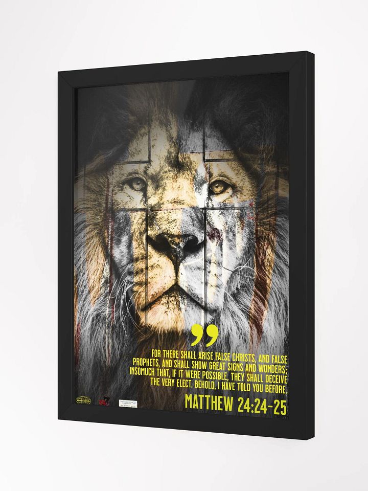 Beautiful Framed Lion of Judah Poster with Scripture product image (1)