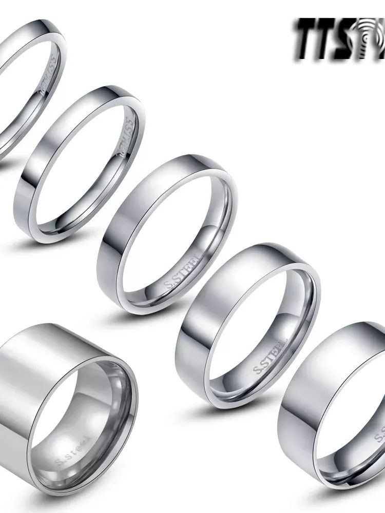 TTstyle Silver Stainless Steel Comfort fit Wedding Band Ring 2mm-14mm Size 3-15 product image (6)