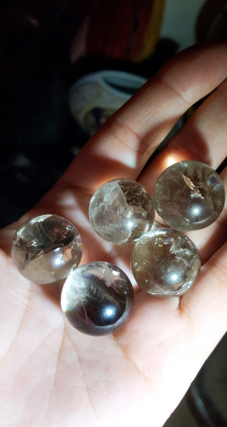 1 PC. Rainbow Filled Smokey Quartz Crystal 1 Inch Sphere product image (4)