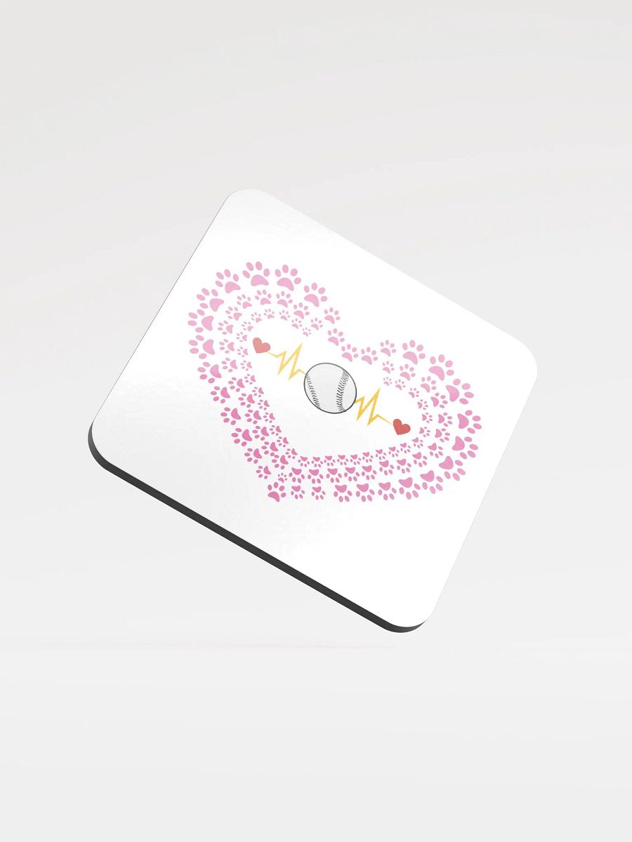Heart Paw Print Baseball Cork Coaster product image (1)