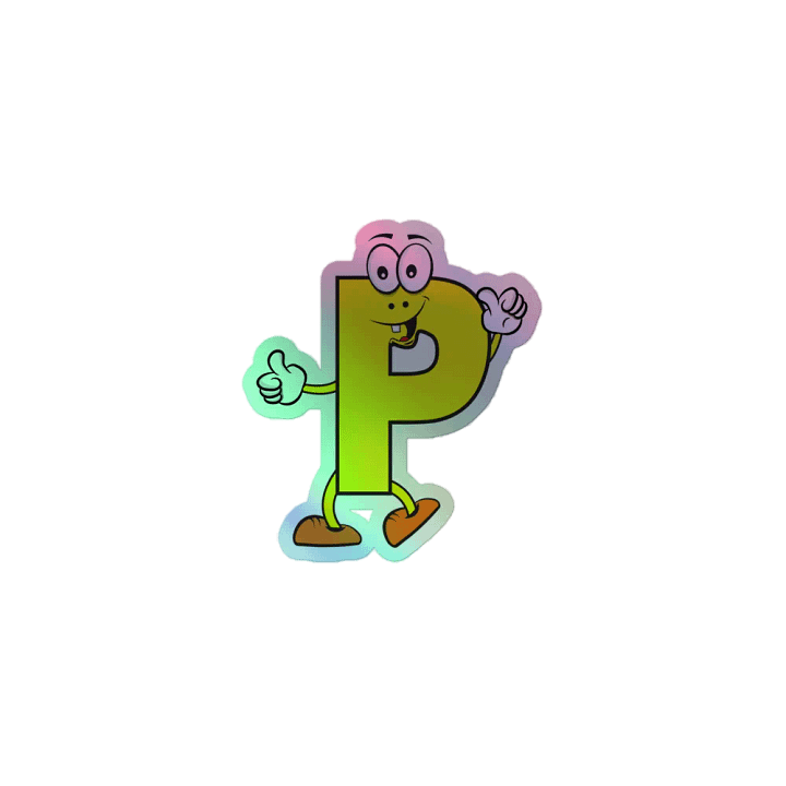 P Letter Cartoon Character Holographic Sticker product image (1)