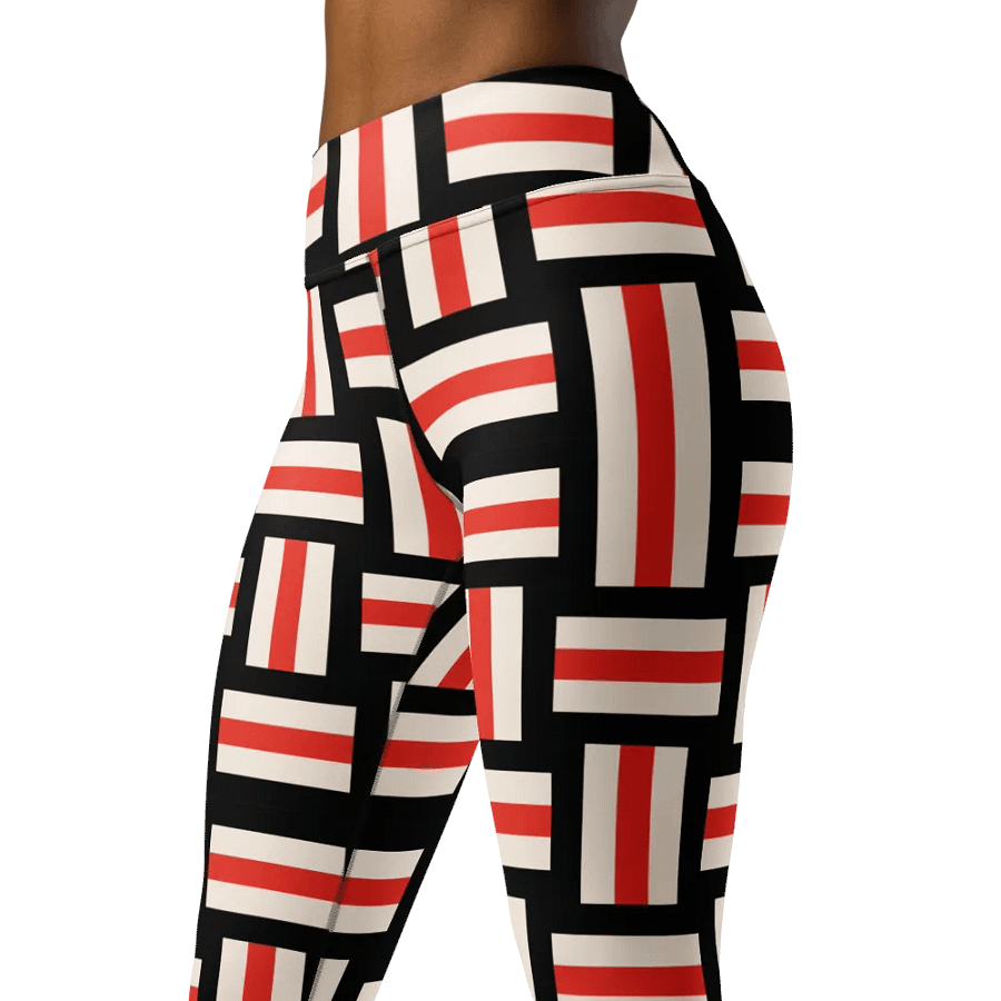 Modern Artisan High-Waist Leggings - Red, White, and Black Striped product image (1)
