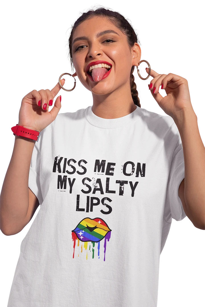 LGBTQ+ T-Shirt - Kiss Me On My Salty Lips Rainbow (White) product image (2)