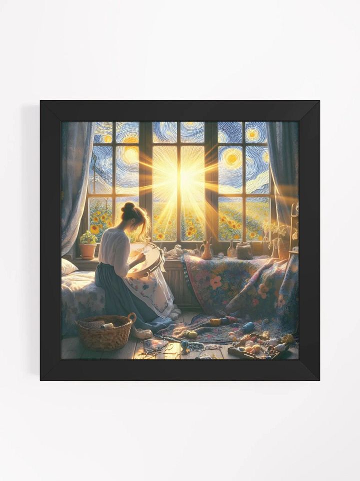A Woman Sitting On A Window Sill With A Large Embroidery Hoop. product image (4)