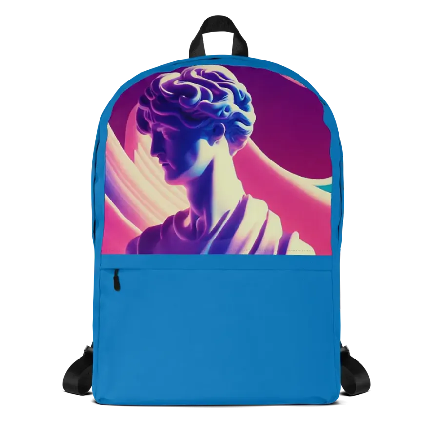 Greek God Retrowave City Pop Navy Blue Backpack product image (6)