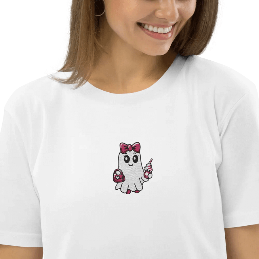 Cute Ghost Embroidered Organic Cotton Regular Fit T-Shirt product image (12)