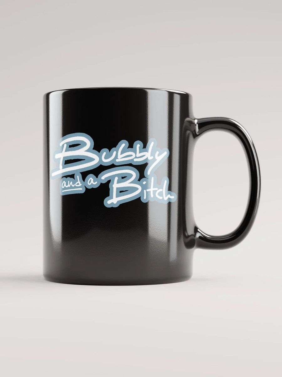 Bubbly and a B*tch (lined design, #709AAF) glossy black mug product image (12)