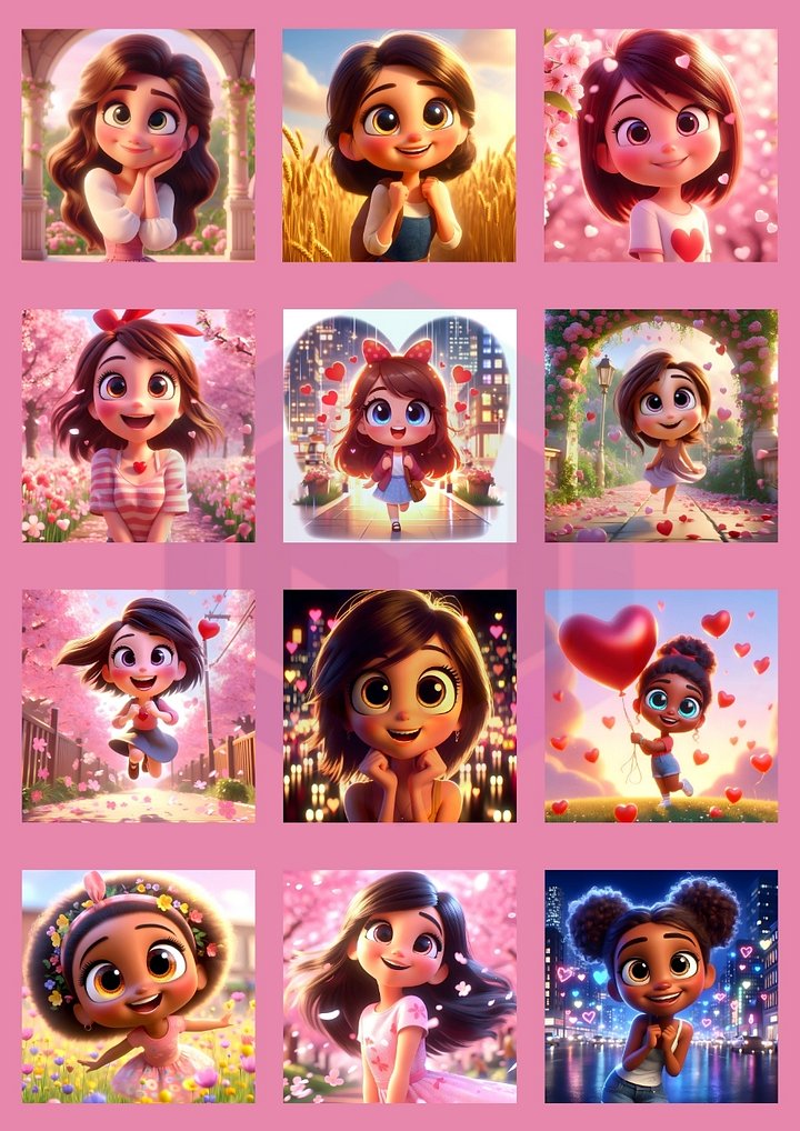 200 PIXAR STYLE HAPPY & LOVELY GIRL IMAGES BUNDLE FOR UPLIFTING CREATIONS product image (2)