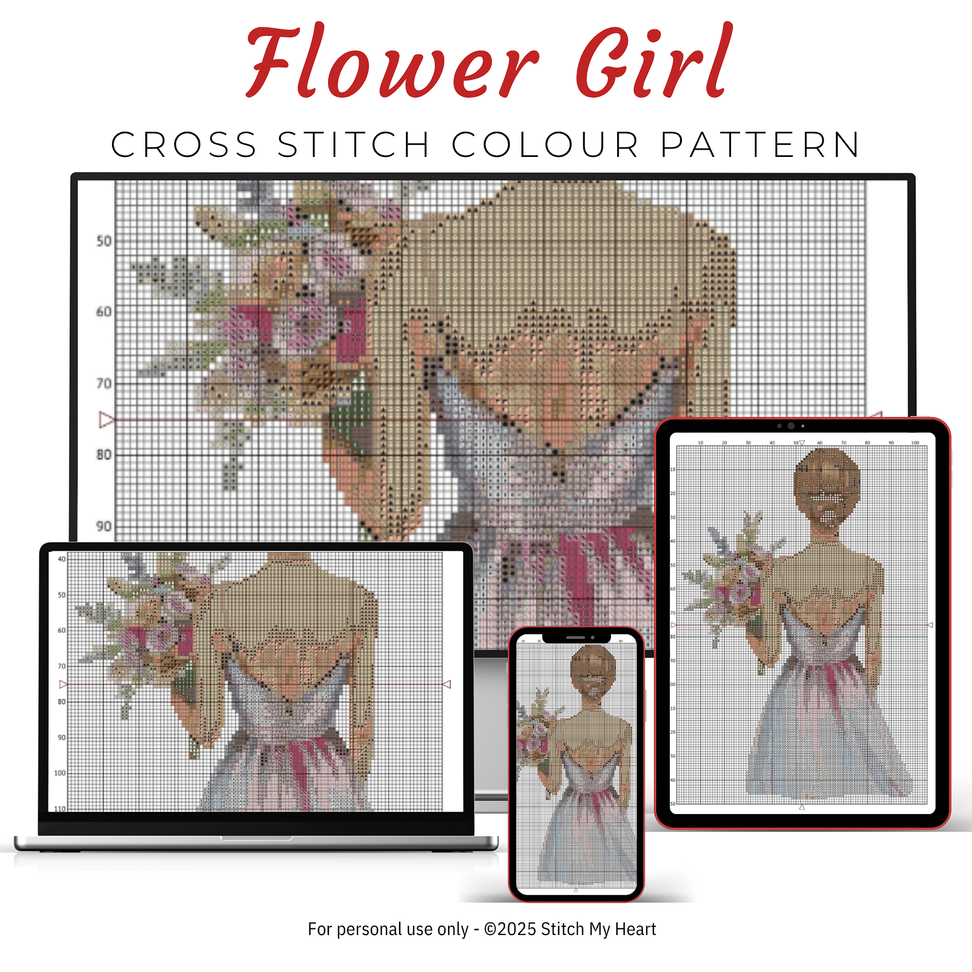 Flower Girl Cross Stitch Pattern product image (3)