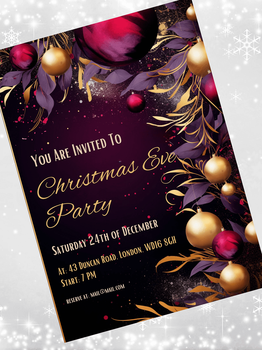 Beautiful Purple and Gold Christmas Party Invitation | Editable in Canva | Christmas Party Printable | Holiday Invitation Template | Canva product image (3)