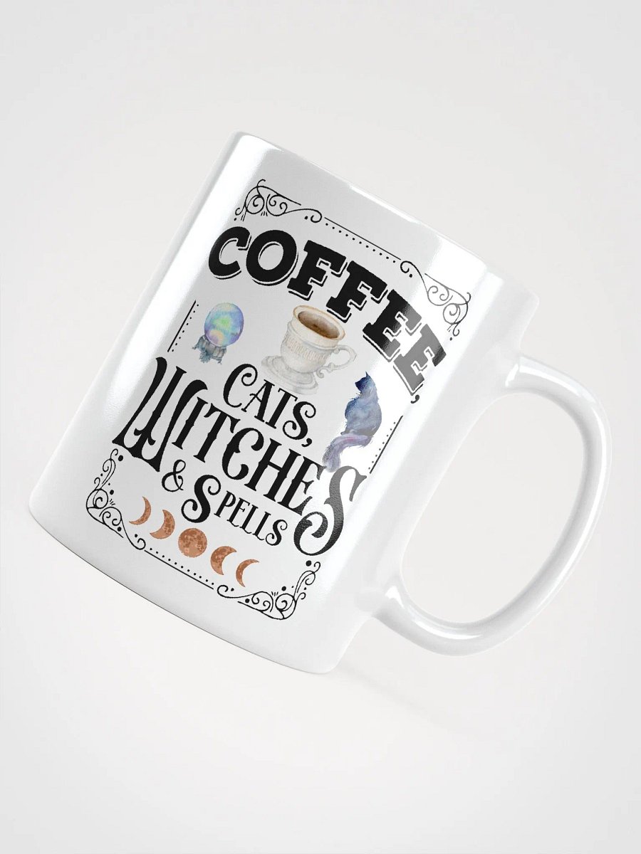 Coffee, Cats, Witches, and Spells WHITE GLOSSY MUG - Witchy, Kitchen Witch, Magic Kitchen Gift product image (4)