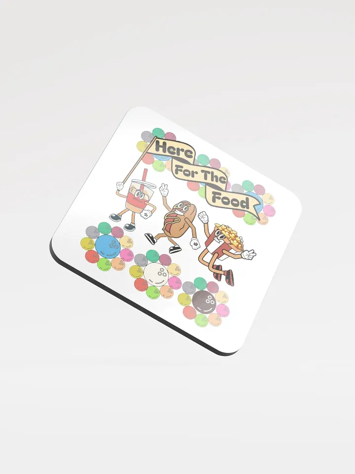 Here For The Food Bowling Foodie Friends Glossed Cork Coaster product image (1)