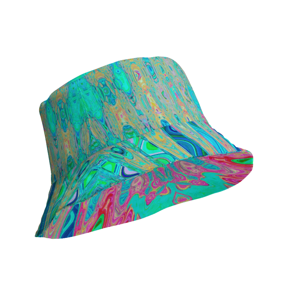 Groovy Abstract Retro Rainbow Atomic Waves Bucket Hat product image (10)