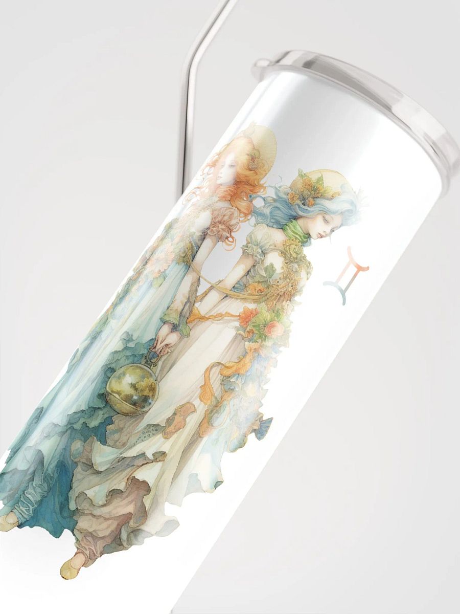 White Gemini Zodiac Stainless Steel Tumbler - Serene Gemini Girls Illustration product image (5)