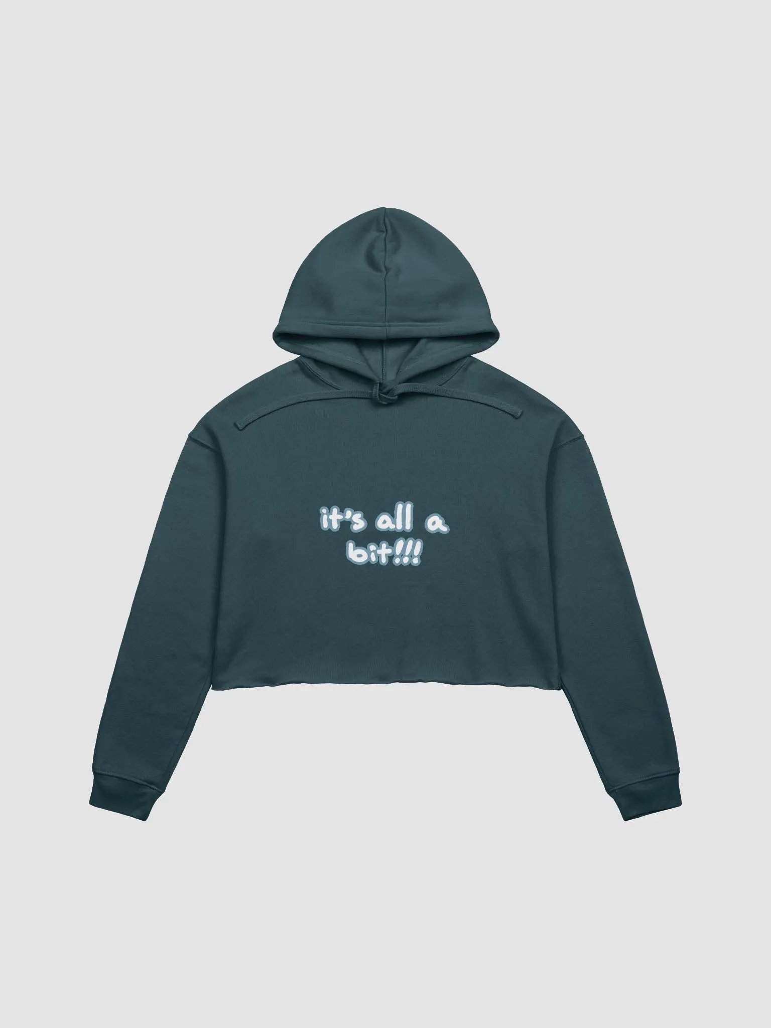 “It’s all a bit!!!” (lined design, #709AAF) fleece cropped hoodie product image (2)