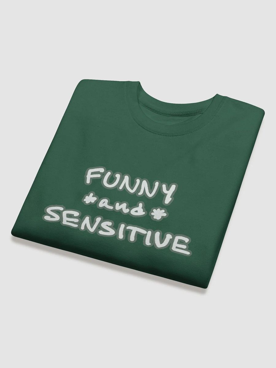 FUNNY *and* SENSITIVE (lined design, #66796E) Printed Premium Cotton Crewneck product image (16)