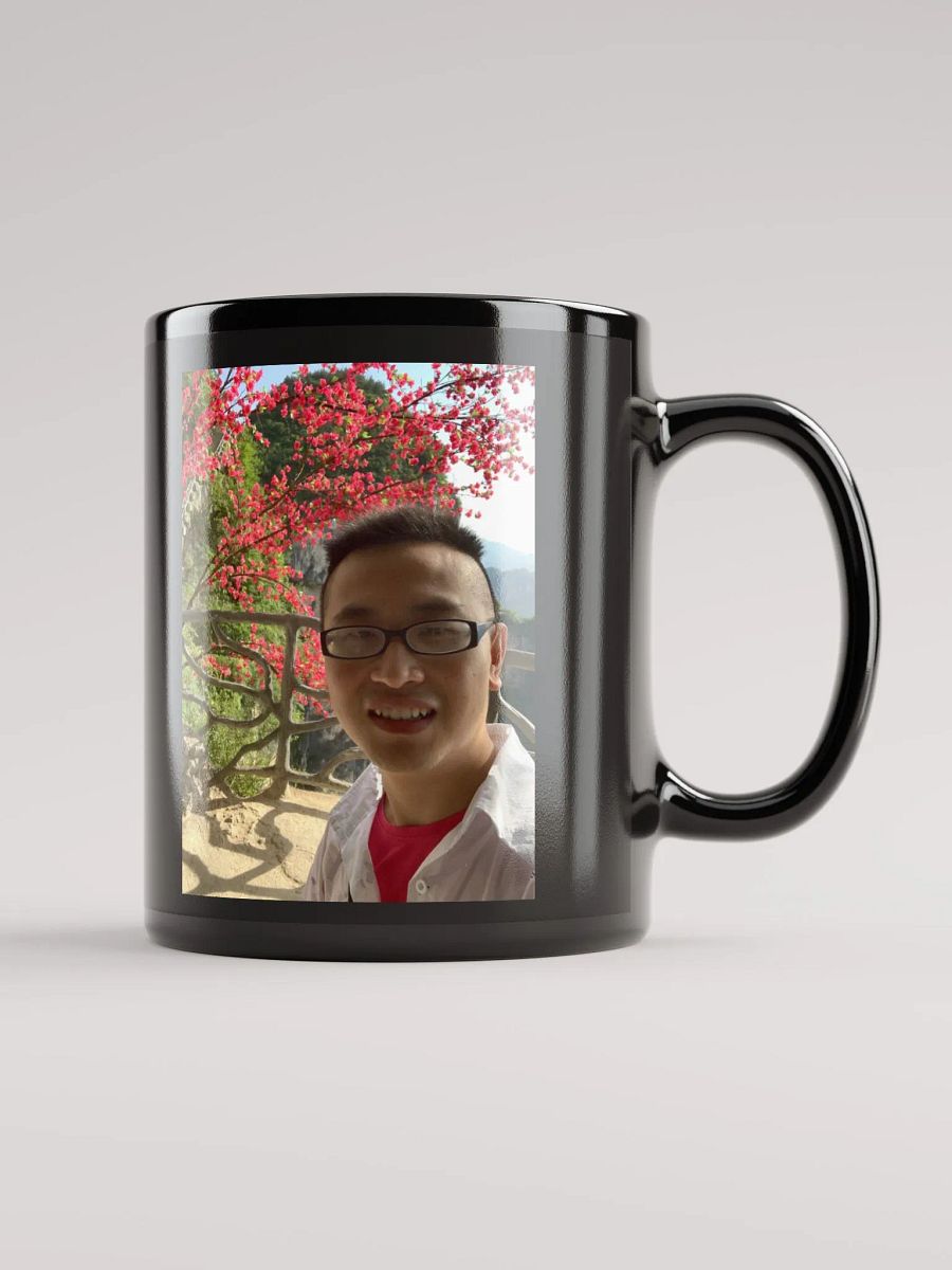 Black Glossy Mug：flower and mountain product image (1)