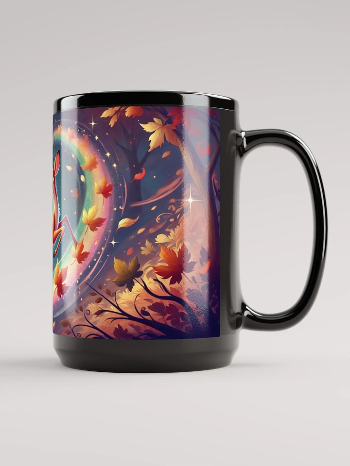 Magical Forest Deer Coffee Cup - 15 oz Glossy Black Mug product image (2)