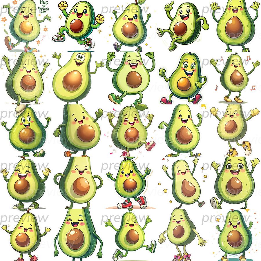 Happy Avocado Clip Art Bundle product image (10)