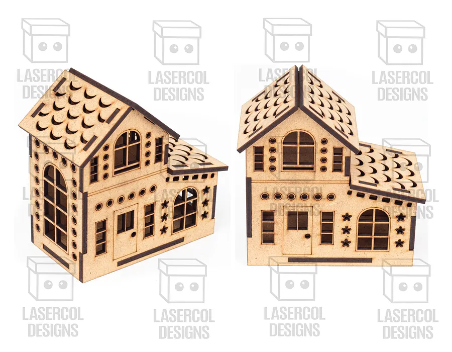 Christmas Houses Set 1 (5 Styles) - Laser Cut Files product image (3)