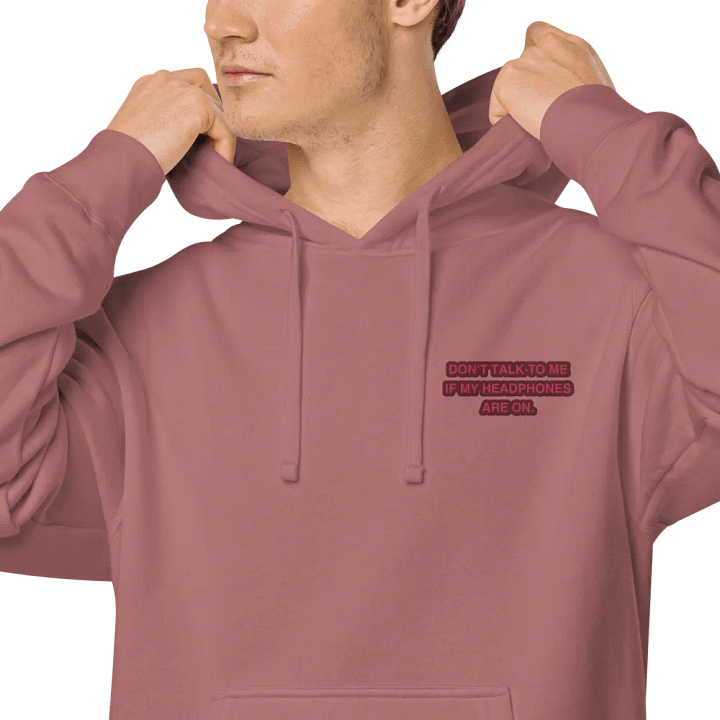L.C. HEADPHONES ON (rose design) embroidered pigment hoodie product image (1)