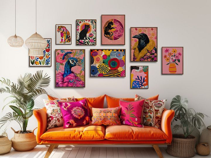 Maximalist Gallery Wall Set of 9 Colorful DIGITAL Prints product image (1)
