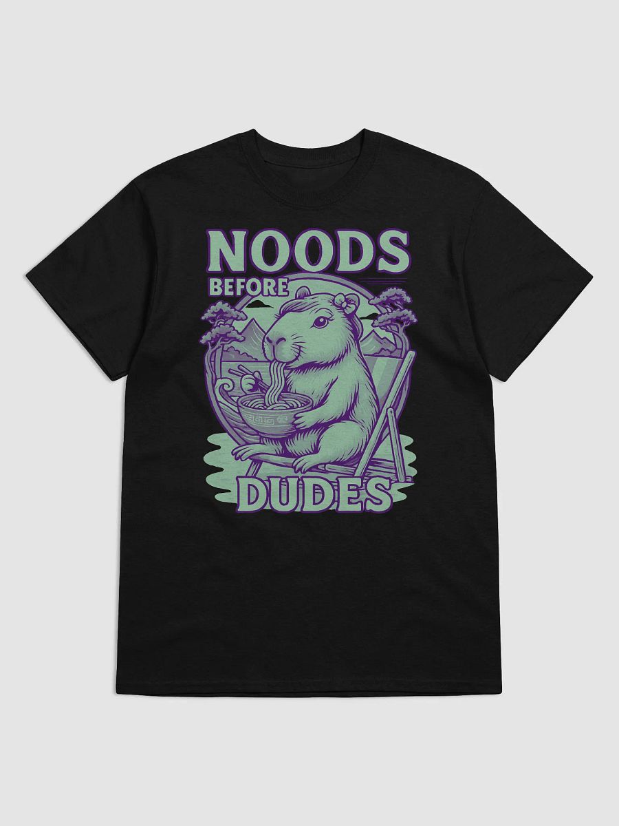 Capybara Noodle Time T-Shirt "NOODS BEFORE DUDES" product image (2)