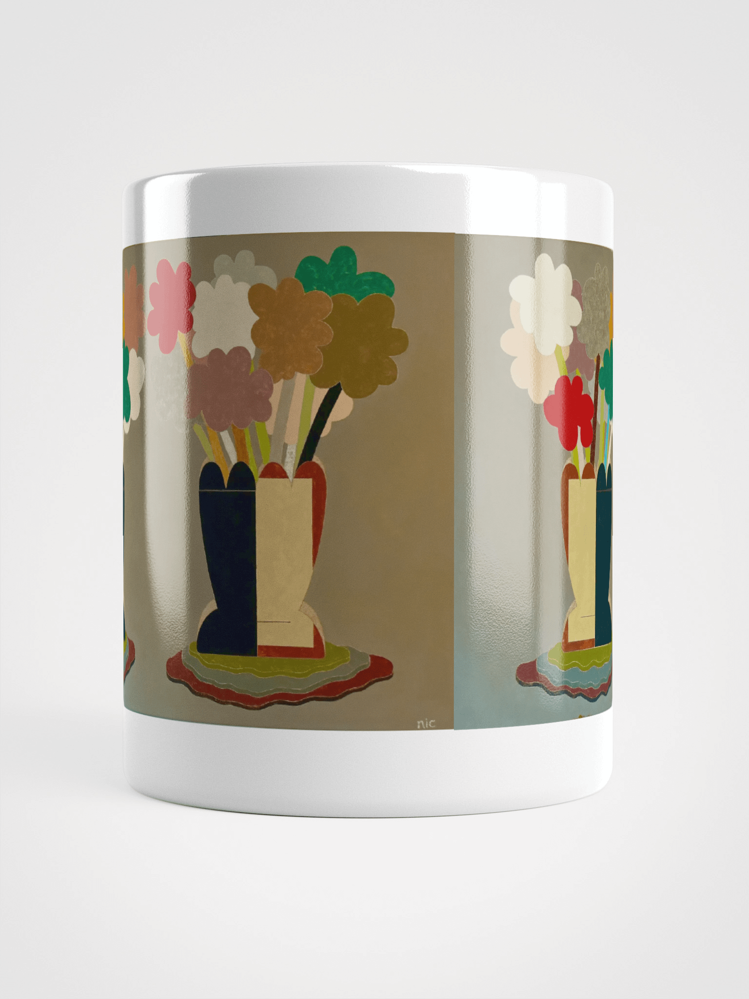 Two Flowers on White Glossy Mug product image (5)