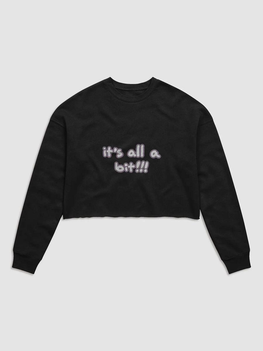 “It’s all a bit!!!” (sm. lined design, #8D778F) Women's Fleece Crop Sweatshirt product image (2)