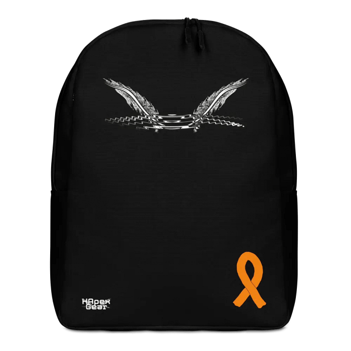 White HApex Gear White Logo Cancer Awareness Orange Ribbon. Black Minimalist Backpack product image (1)