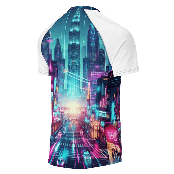 Neon Cyberpunk City Men's Rash Guard |Ai Design product image (2)
