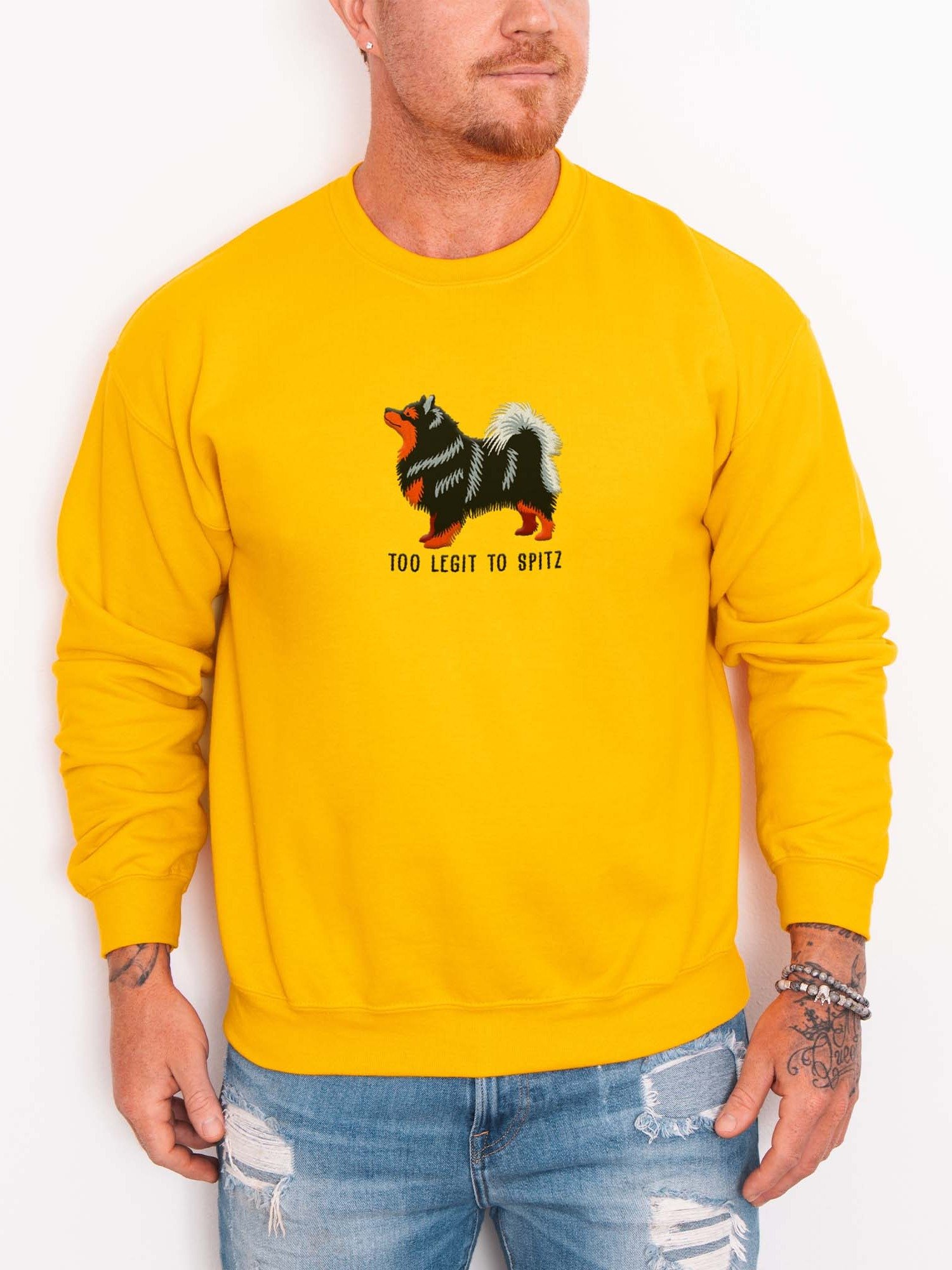 Too Legit to Spitz Sweatshirt (Embroidered) of a Finnish Lapphund(Black & Tan) product image (2)