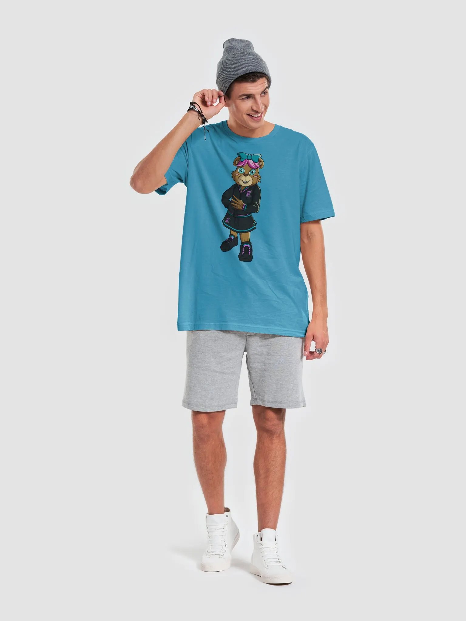 Standing Girl Bear Bella+Canvas Supersoft Aqua T-Shirt product image (6)