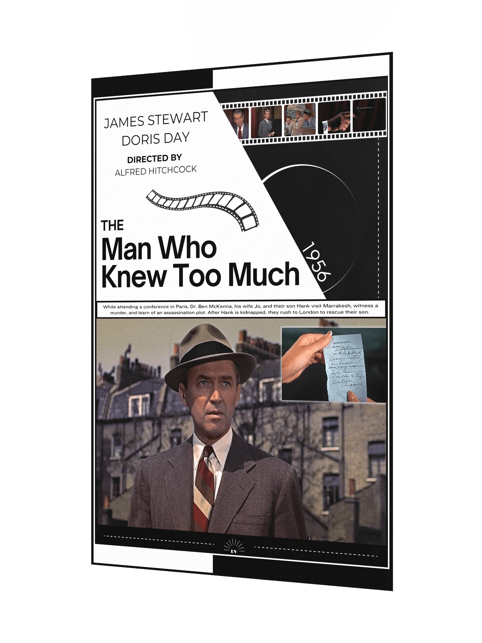 The Man Who Knew Too Much with James Stewart and Doris Day 1956 | Movie Poster | 12x18 Wall Art product image (3)