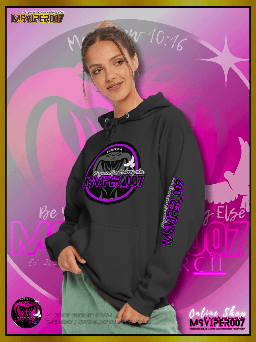 Hoodie - "MsViper_007™ Brand Classic" [purple/blk emblem] - Streetwear/Active Hoodie By Anna H. product image (3)