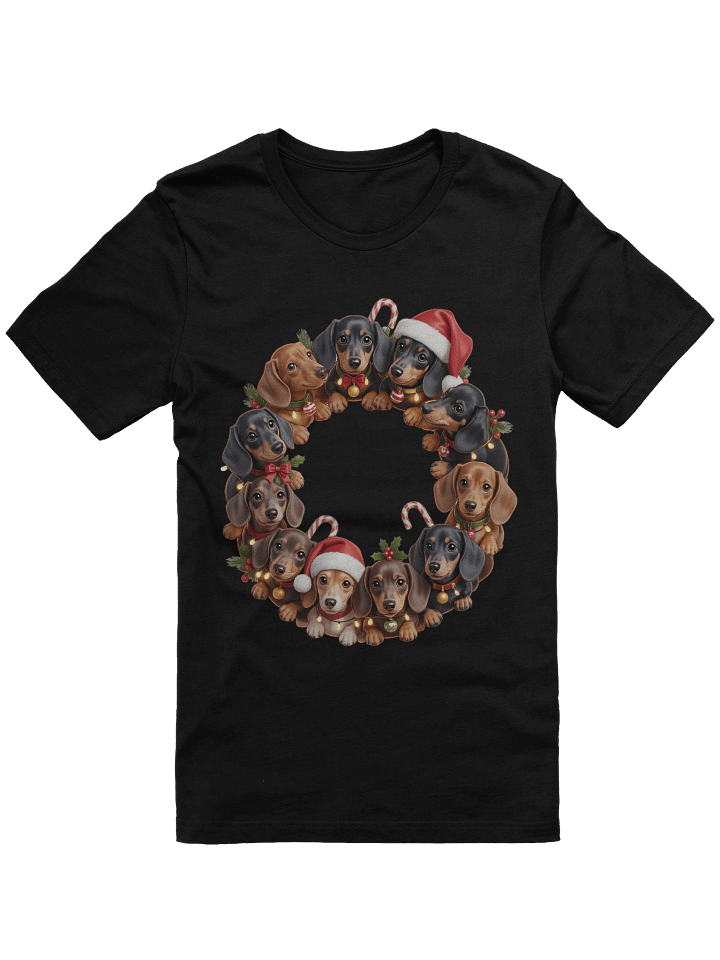 Christmas Dachshund Wreath T-Shirt product image (1)