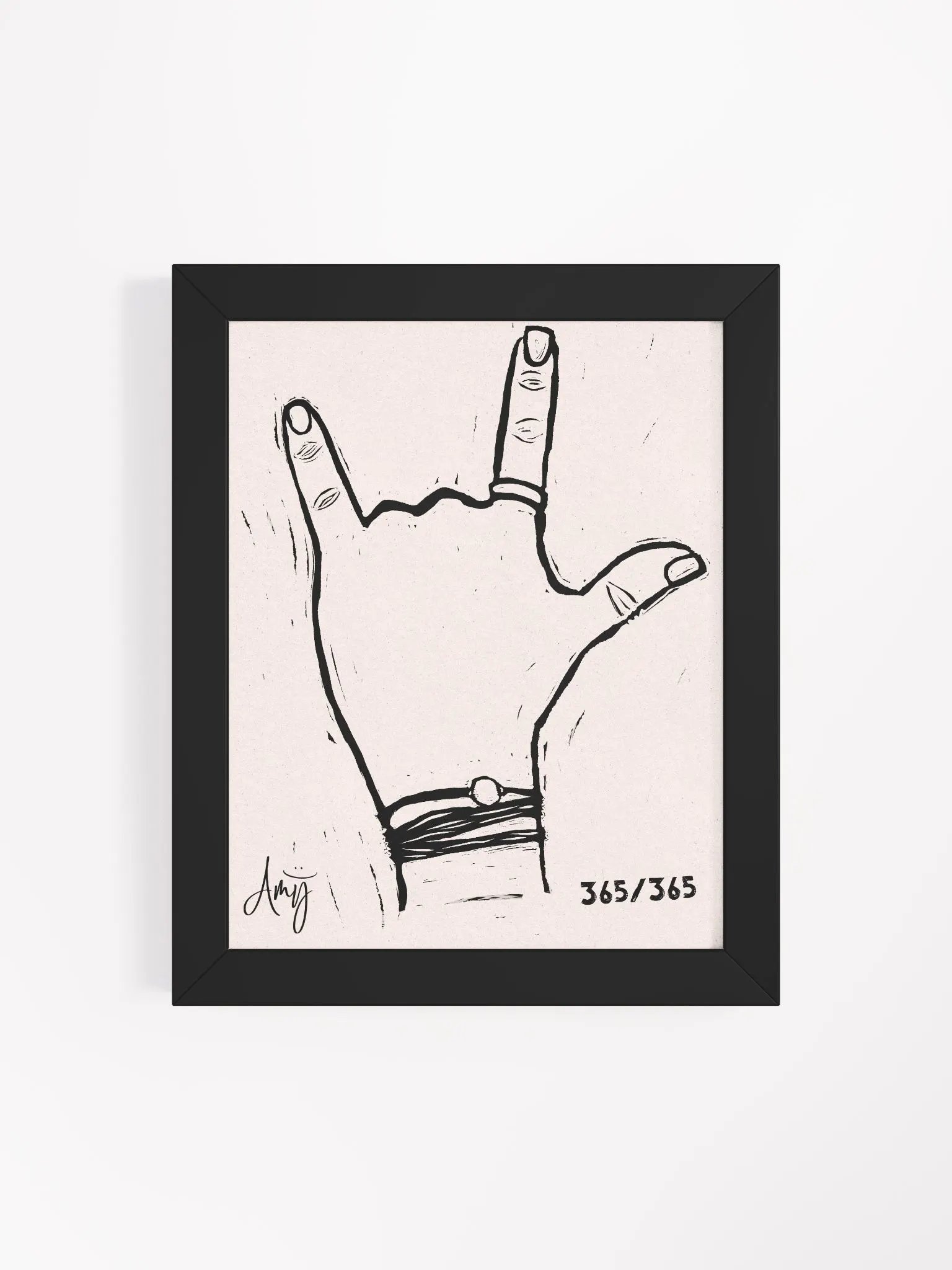 Linocut I Love You Art product image (22)